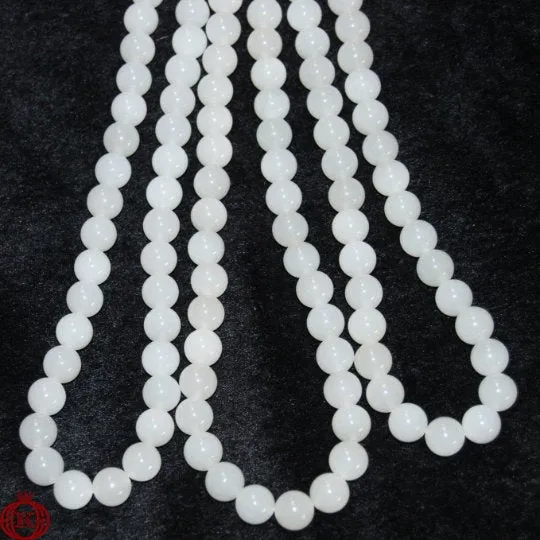 White Jade Beads Smooth Round