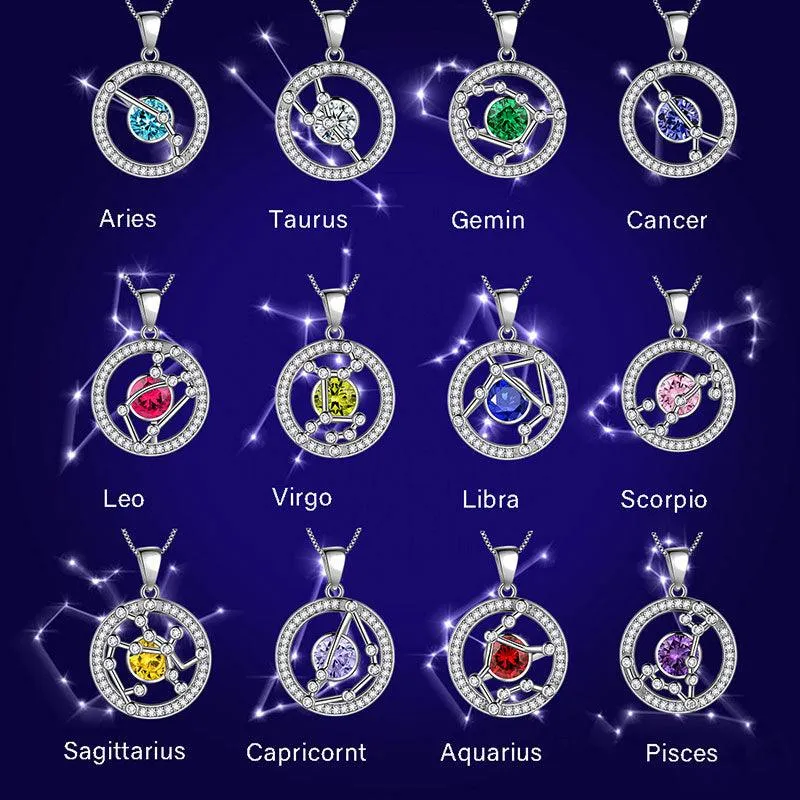 Zodiac Gemini Necklace May Birthstone Pendant Jewelry Women Girls Birthday Gift