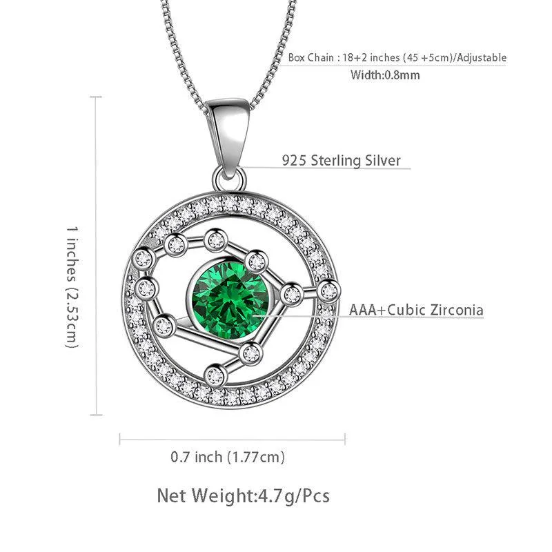 Zodiac Gemini Necklace May Birthstone Pendant Jewelry Women Girls Birthday Gift