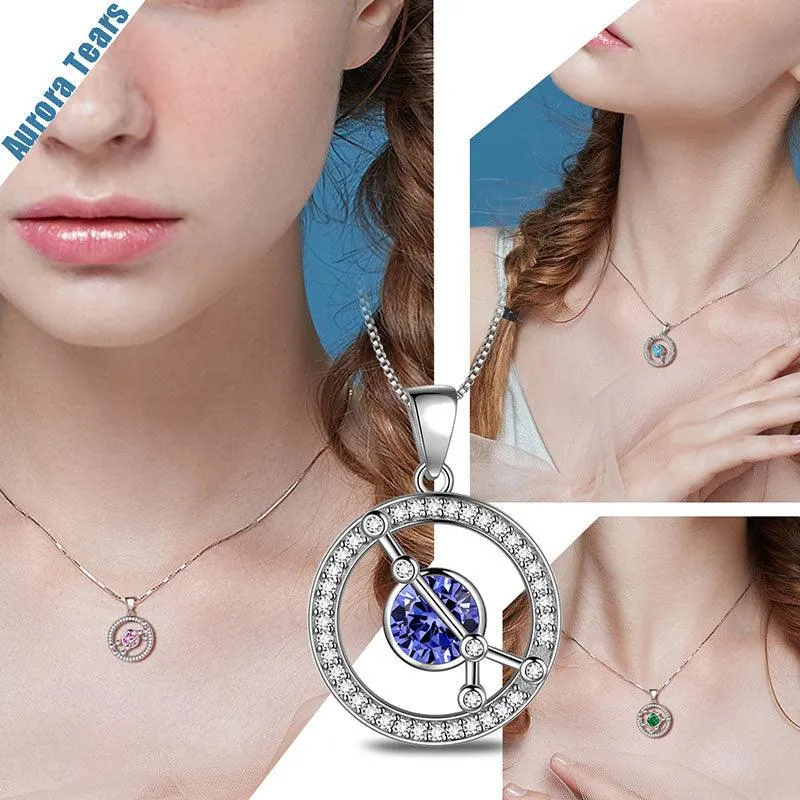 Zodiac Gemini Necklace May Birthstone Pendant Jewelry Women Girls Birthday Gift